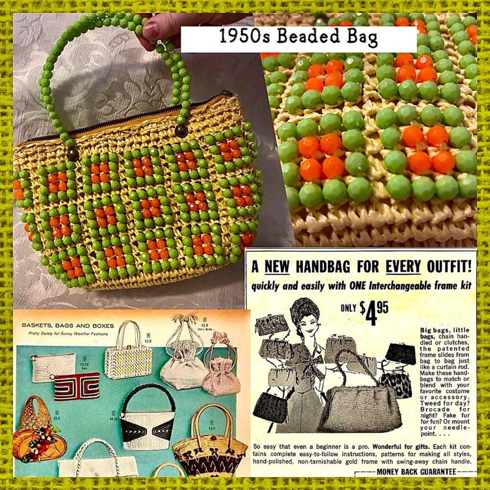 💛1950s Unique Vintage Pinup Beaded Bag💛